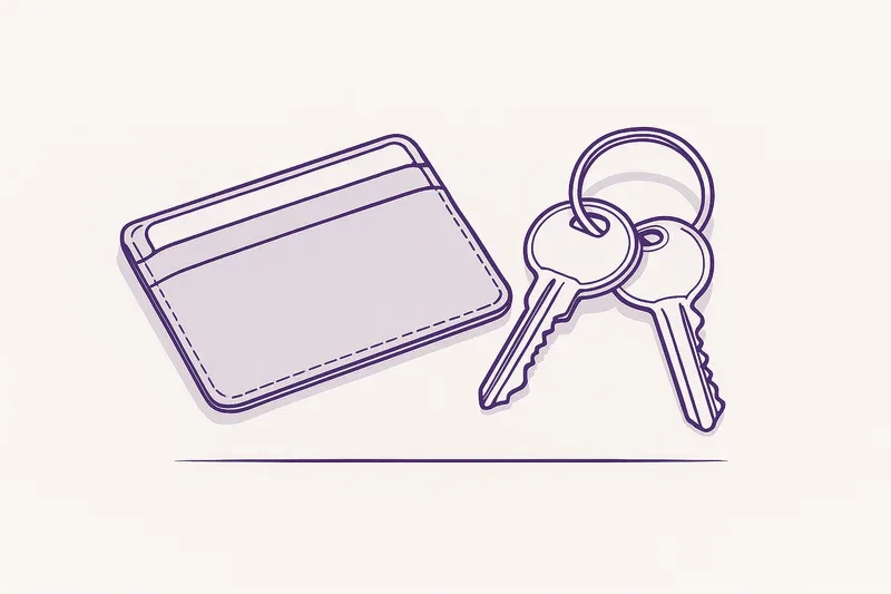 Illustration — a wallet and a set of keys.