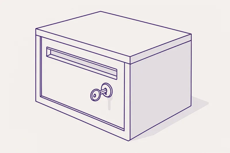 Illustration — a locked deed box.